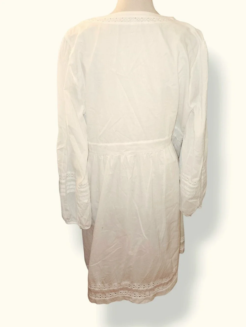 J Crew White V-Neck Long Sleeve Cotton Dress